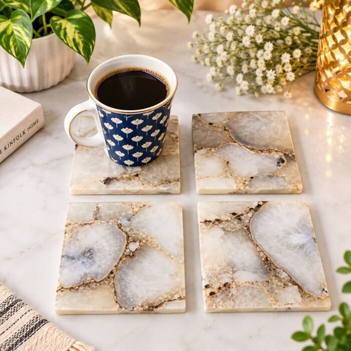 Marble Inlay Coaster Set of Four